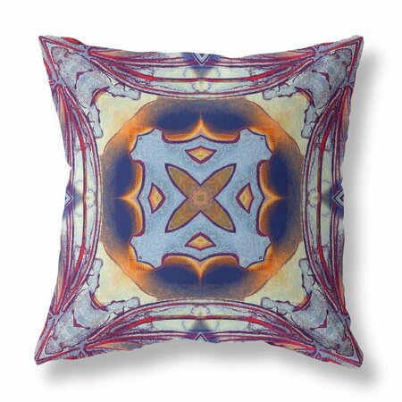 HOMEROOTS 16 in. Indigo & Yellow Geo Tribal Indoor & Outdoor Throw Pillow Multi Color 411754